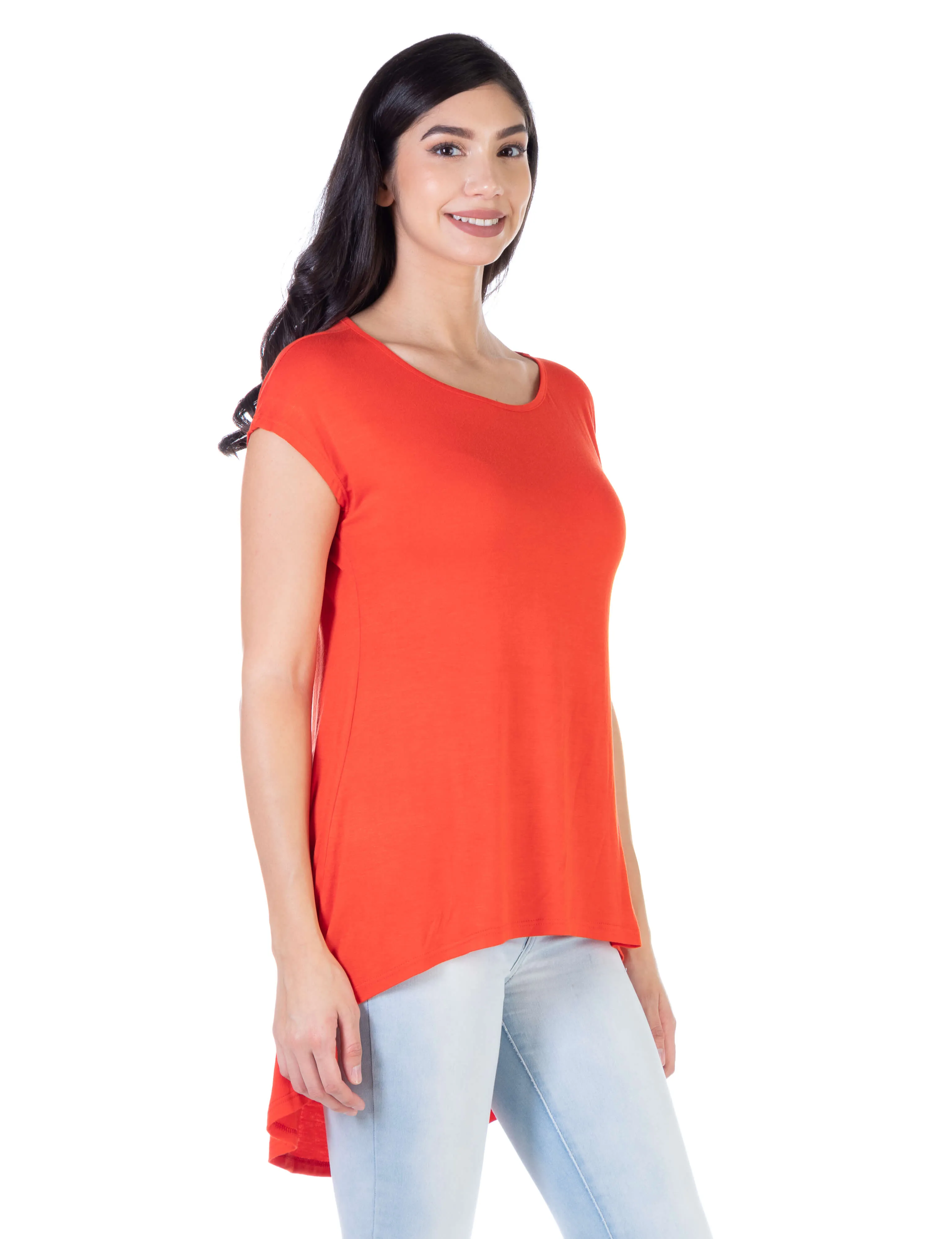 Womens Short Sleeve Casual High Low Tunic Top