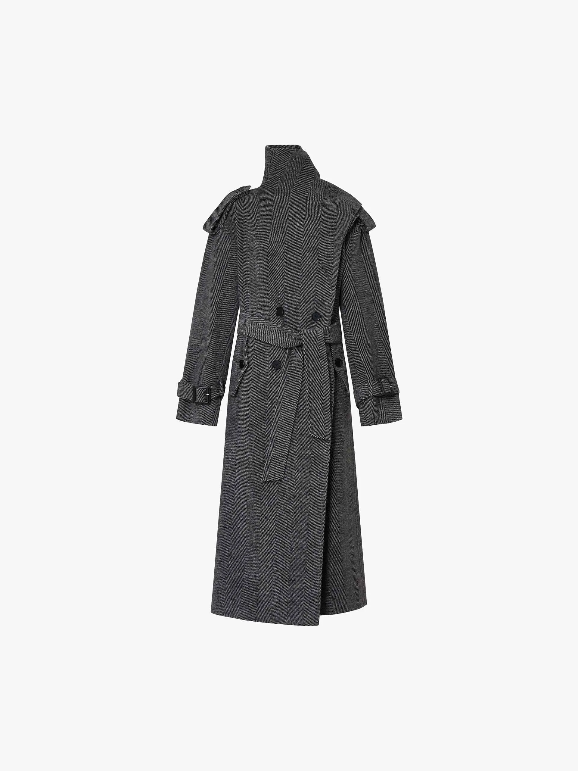 Wool Blend Scarf Coat