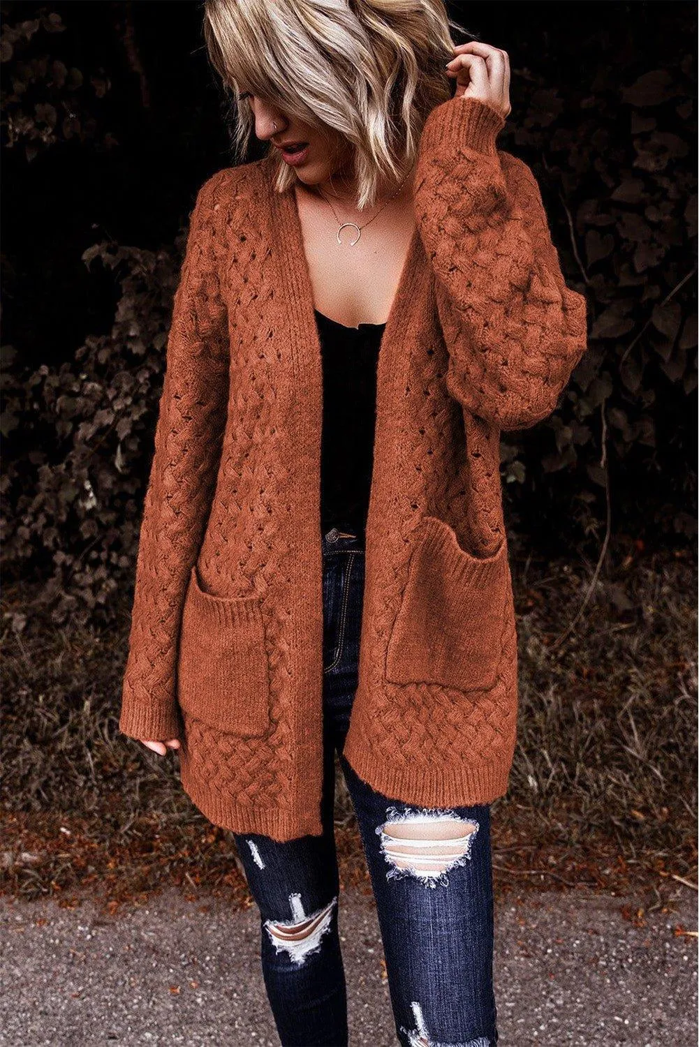 Woven Knitted Cardigan