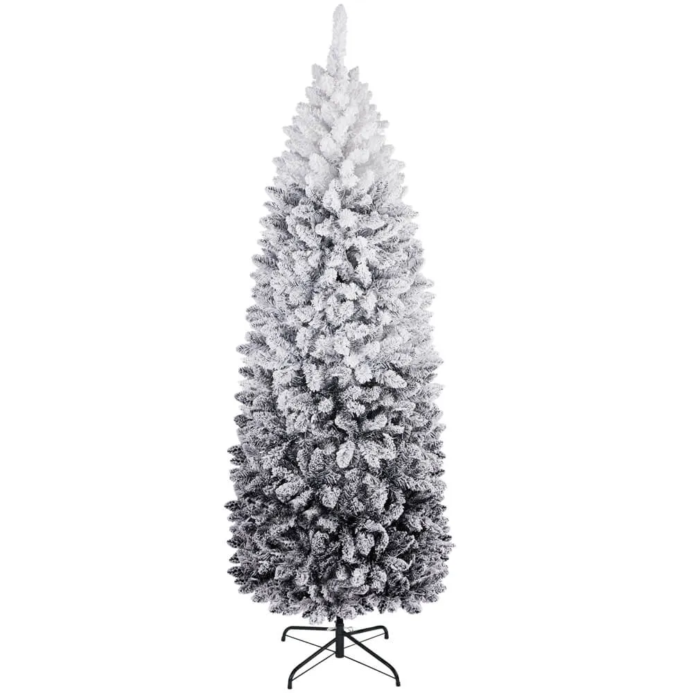 Yaheetech 6Ft/7.5Ft Pre-lit Flocked  Artificial Christmas Tree