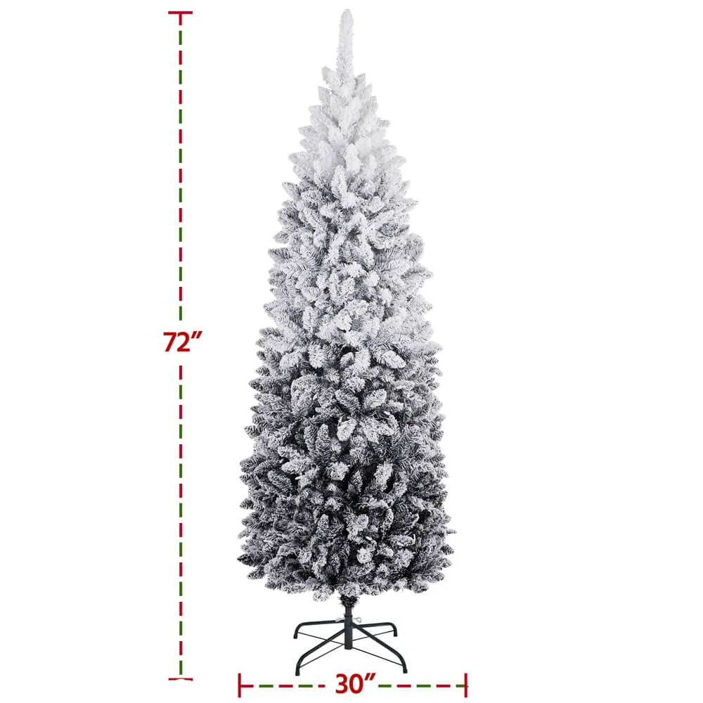 Yaheetech 6Ft/7.5Ft Pre-lit Flocked  Artificial Christmas Tree