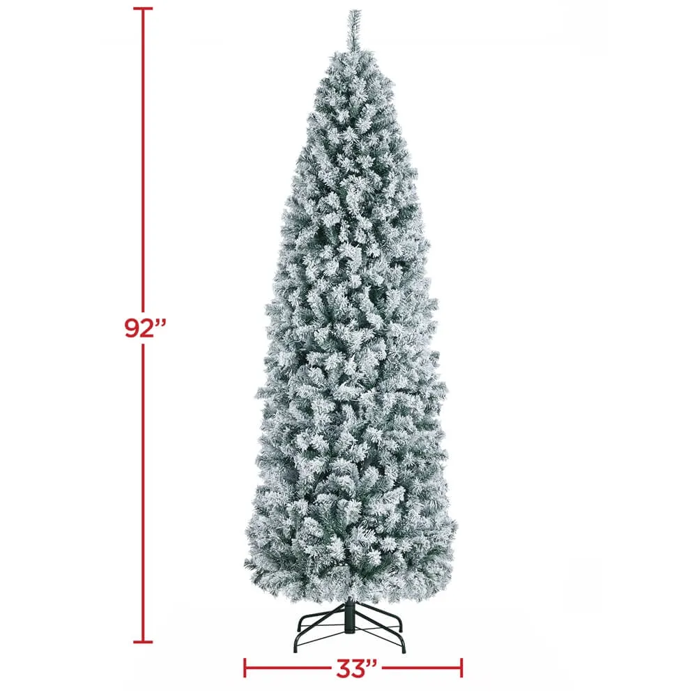 Yaheetech 7.5 Ft Flocked Pencil Artificial Christmas Tree