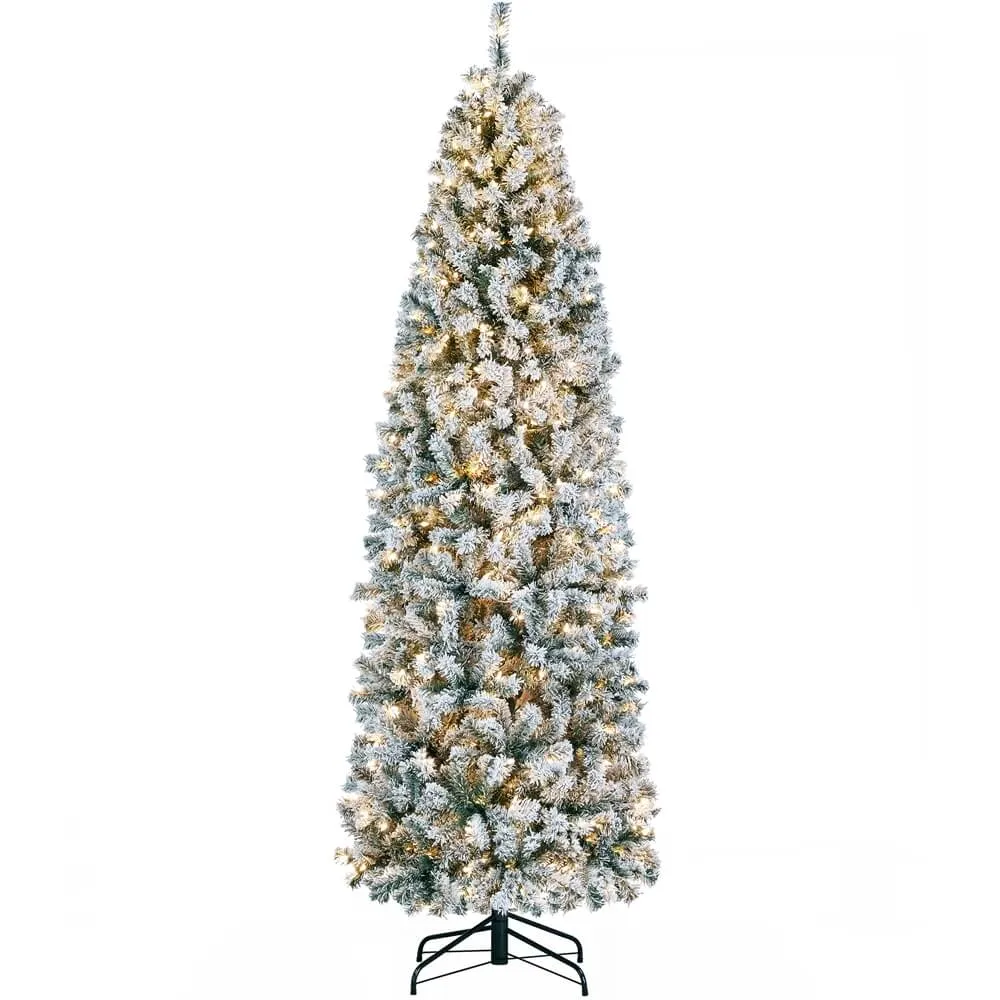 Yaheetech 7.5 Ft Flocked Pencil Artificial Christmas Tree