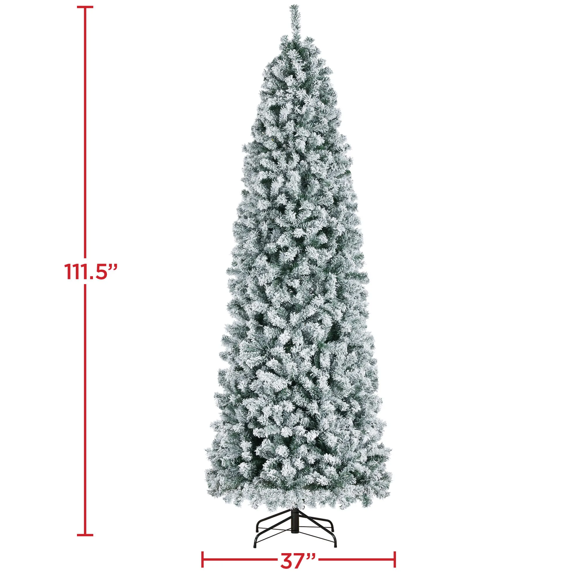 Yaheetech 9 Ft Prelit Flocked Pencil Artificial Christmas Tree