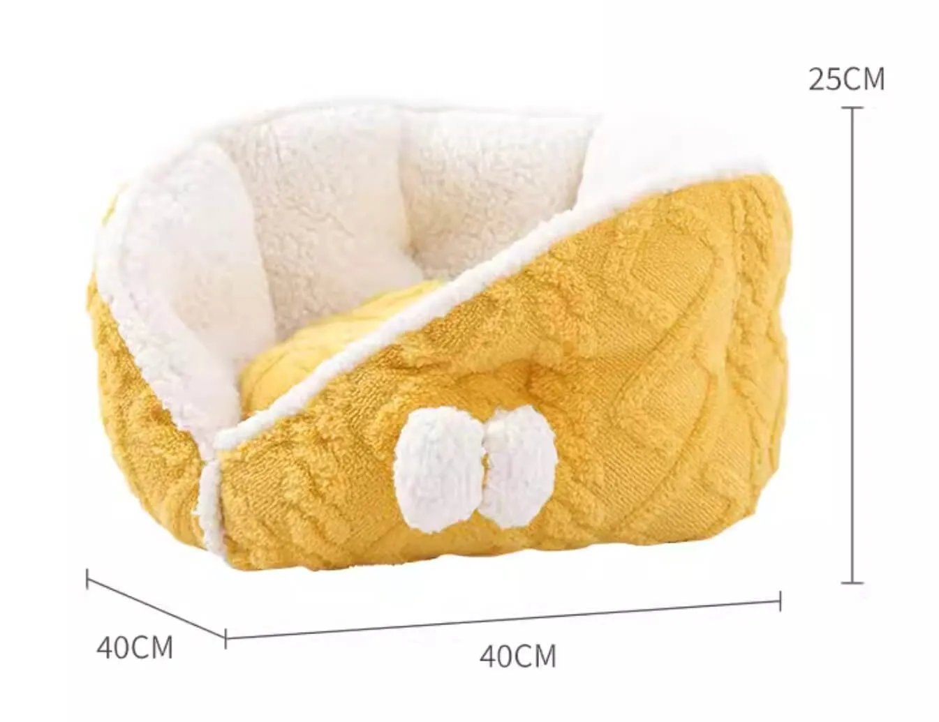 Yellow Cheese Warm Cat Fleece Bed Semi-enclosed Pet Bed for Cat Small Dog