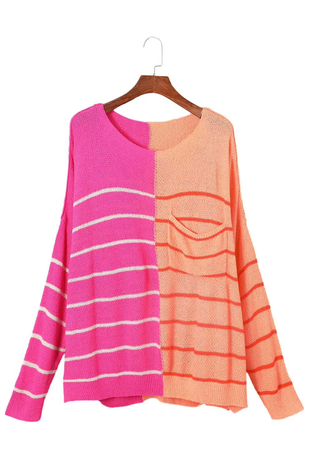 Yellow Plus Size Color Block Striped Knit Sweater